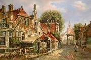 unknow artist, European city landscape, street landsacpe, construction, frontstore, building and architecture. 176